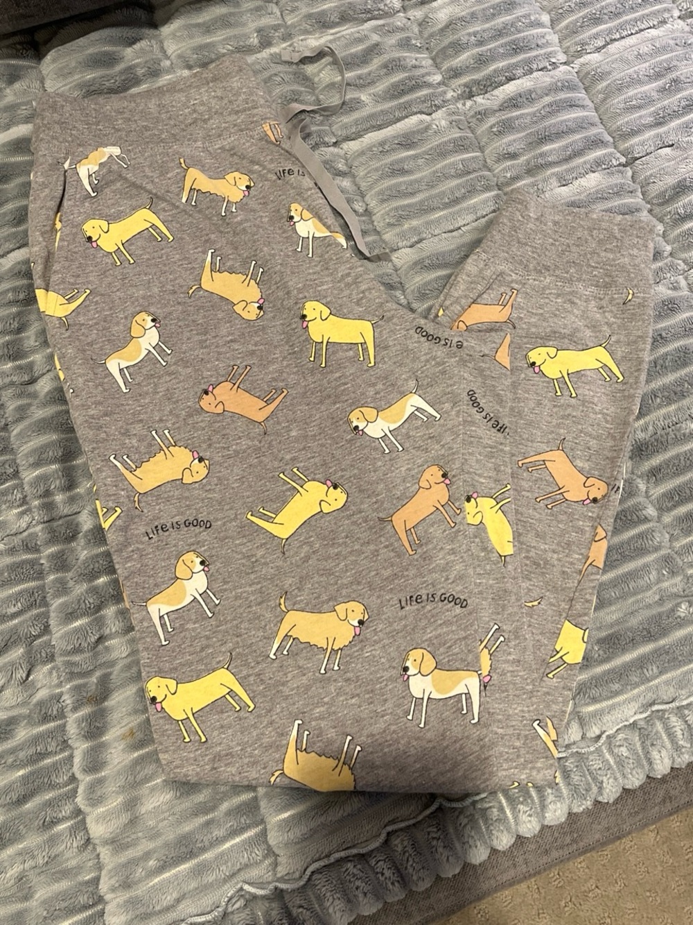 Life Is Good Gray Dog-Pattern Pet Pajama Pants with Yellow & Tan Dogs